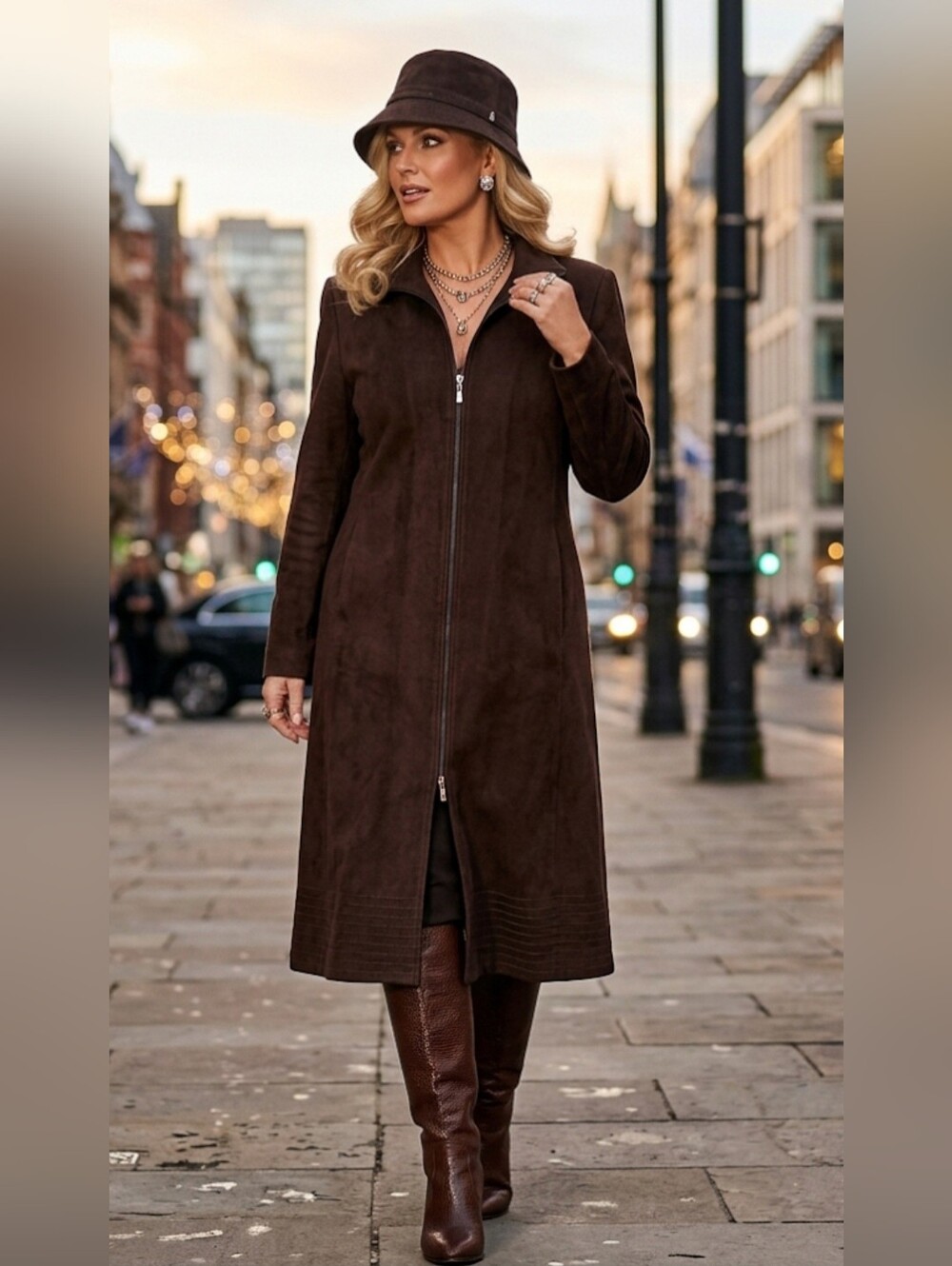 Angelica L. Cashmere-Wool-blend Long Minimalistic Dress Coat Sz 12 Dark Brown